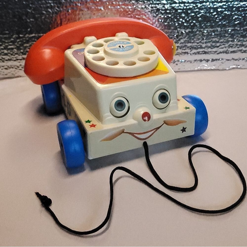 Retro Fisher Price Chatter Phone Telephone Pull Toy with Moving Eyes